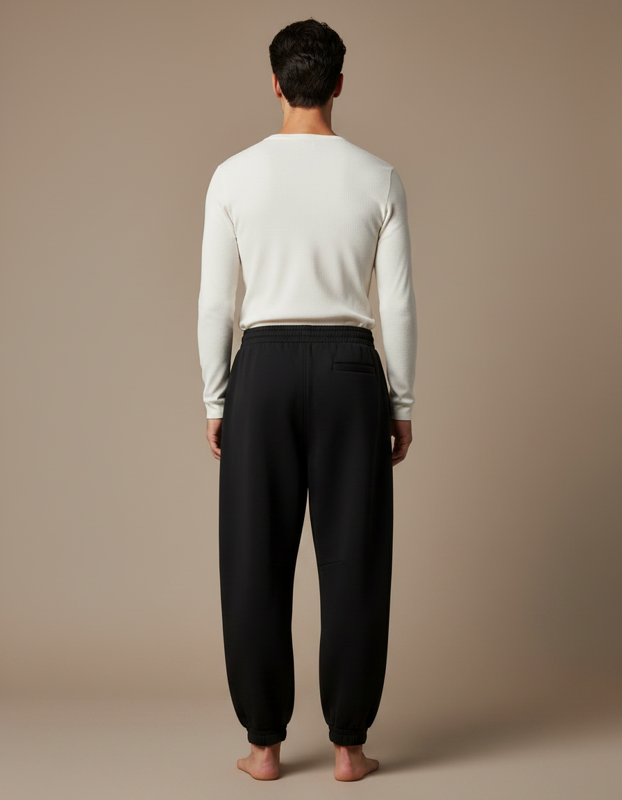 Pantalon Parachute Noir Ample Brodé Homme - Molleton - vue 2