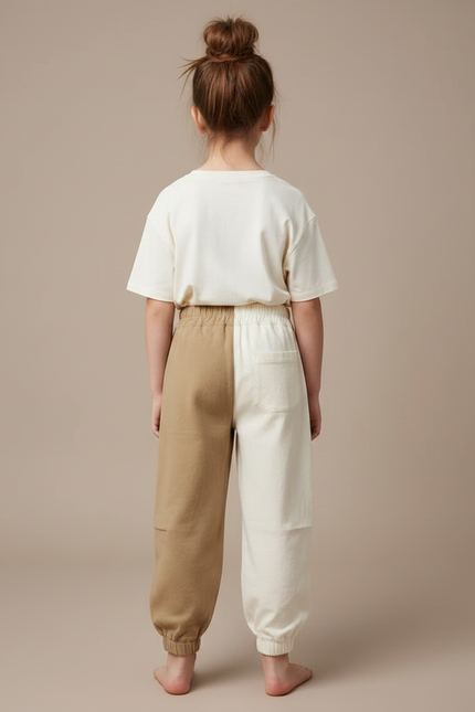Pantalon Parachute Fille Beige Baggy - Multicolore Molleton - vue 2