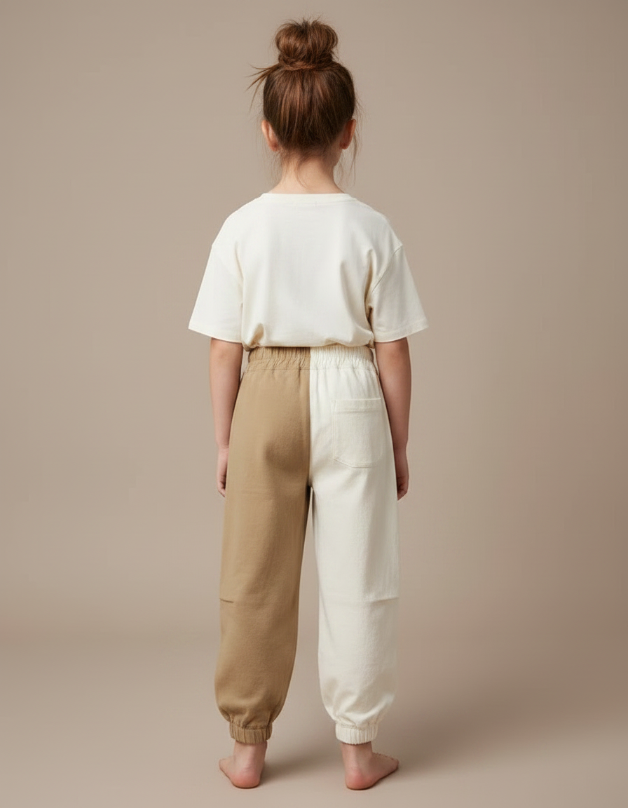 Pantalon Parachute Fille Beige Baggy - Multicolore Molleton - vue 2