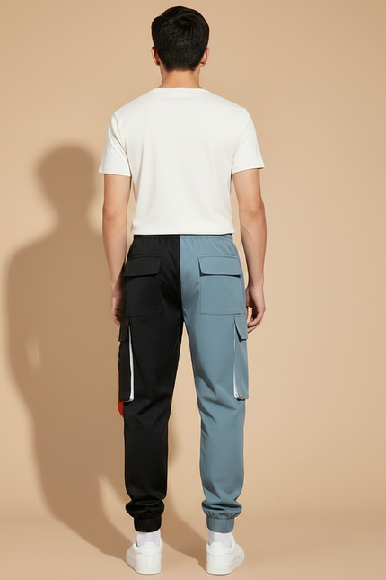 Pantalon Parachute Bicolore Cargo Streetwear Homme - Multicolore Polyester - vue 2