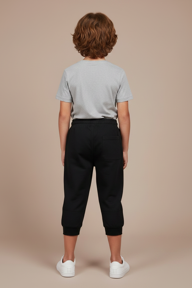 Pantalon Parachute Noir Uni Cordon Décontracté Enfant - Molleton - vue 2