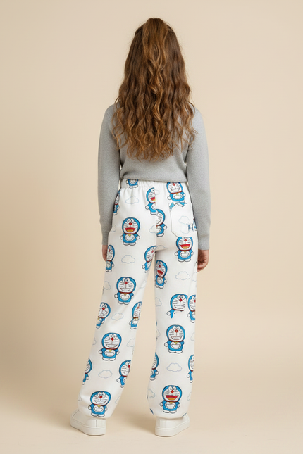 Pantalon Parachute Blanc Polaire Ample Doraemon Fille - Molleton - vue 2