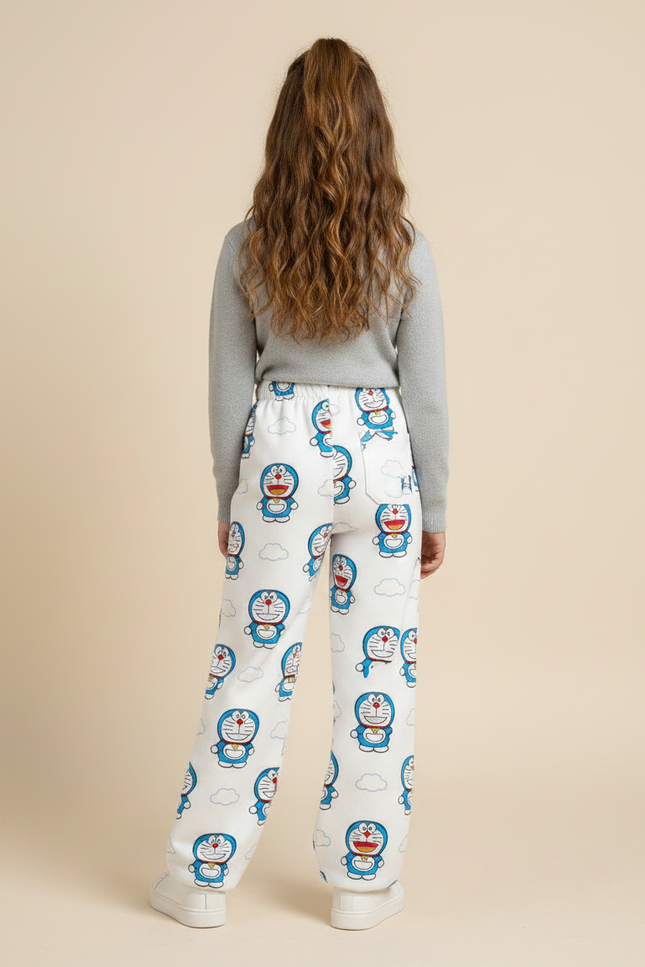 Pantalon Parachute Blanc Polaire Ample Doraemon Fille - Molleton - vue 2