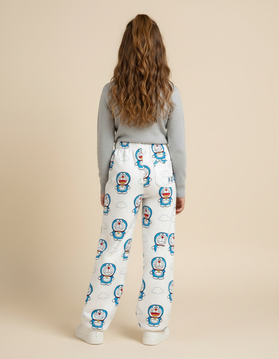 Pantalon Parachute Blanc Polaire Ample Doraemon Fille - Molleton - vue 2