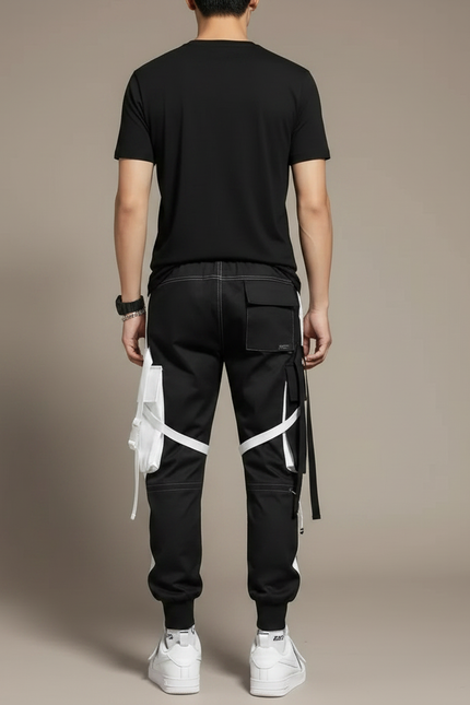 Pantalon Parachute Noir Cargo Techwear Jogger Homme - Polyester - vue 2