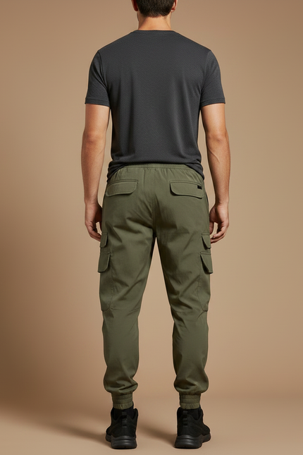 Pantalon Parachute Kaki Cargo Cordon Jogger Homme - Polyester - vue 2