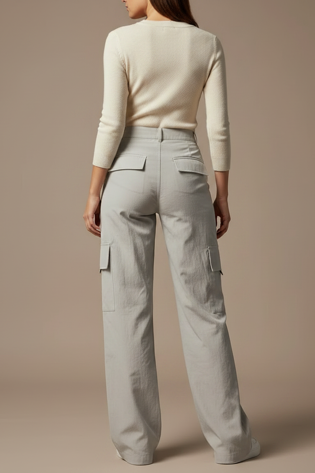 Pantalon Parachute Gris Cargo Ample Femme Décontracté - Polyester - vue 2