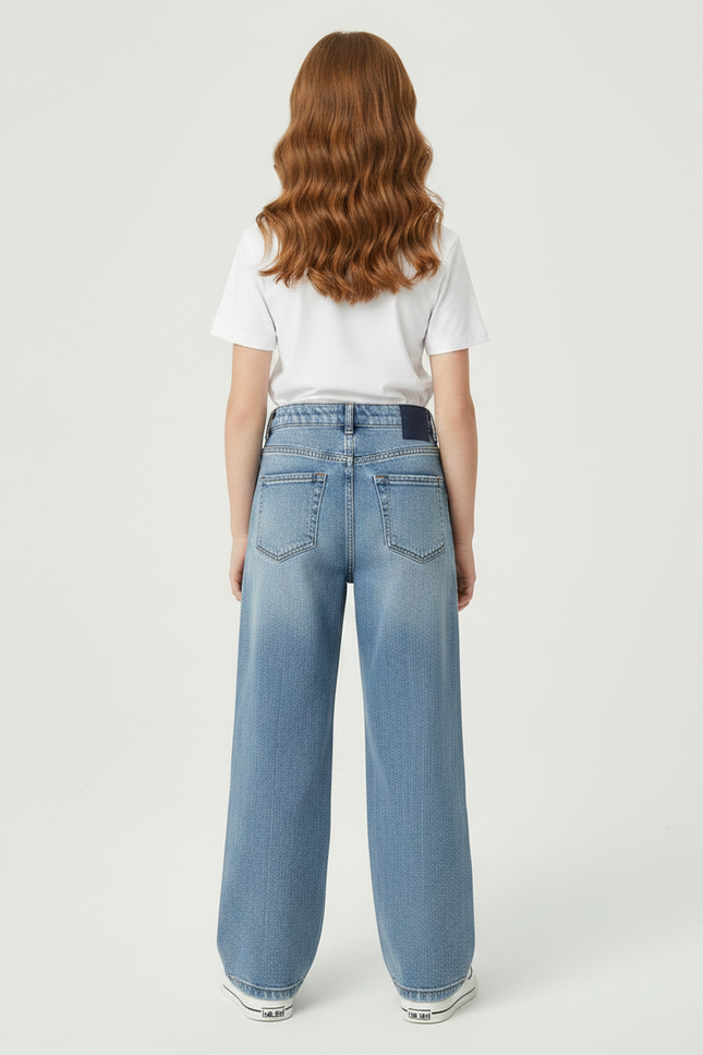 Pantalon Parachute Jean Ample Fille Bleu Décontracté - vue 2