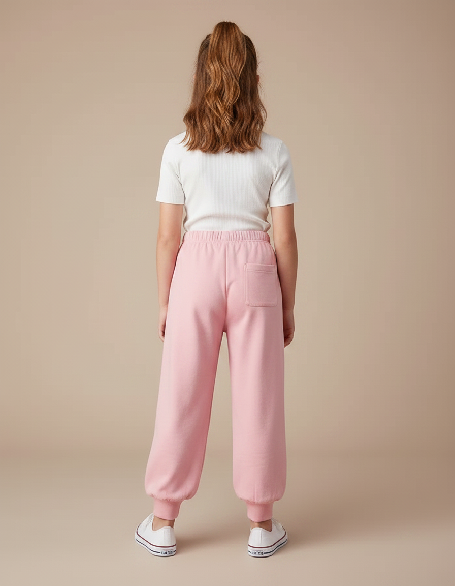 Pantalon Parachute Rose Ample Coton Enfant Sportif - Molleton - vue 2