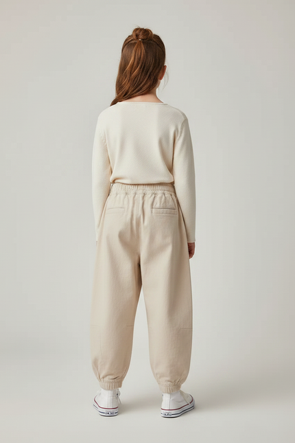 Pantalon Parachute Beige Ample Enfant Coton Décontracté - vue 2