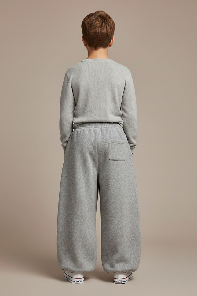 Pantalon Parachute Gris Ample Molletonné Garçon Coton - vue 2