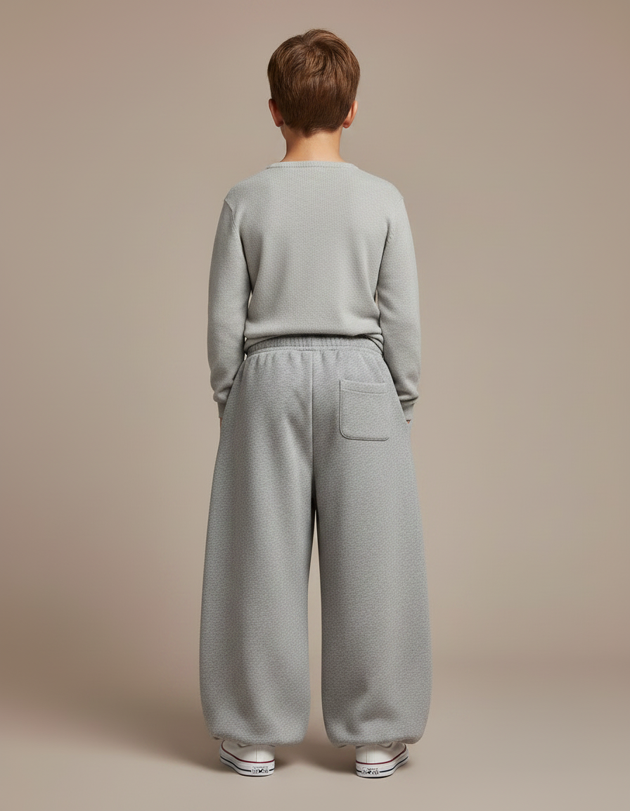 Pantalon Parachute Gris Ample Molletonné Garçon Coton - vue 2