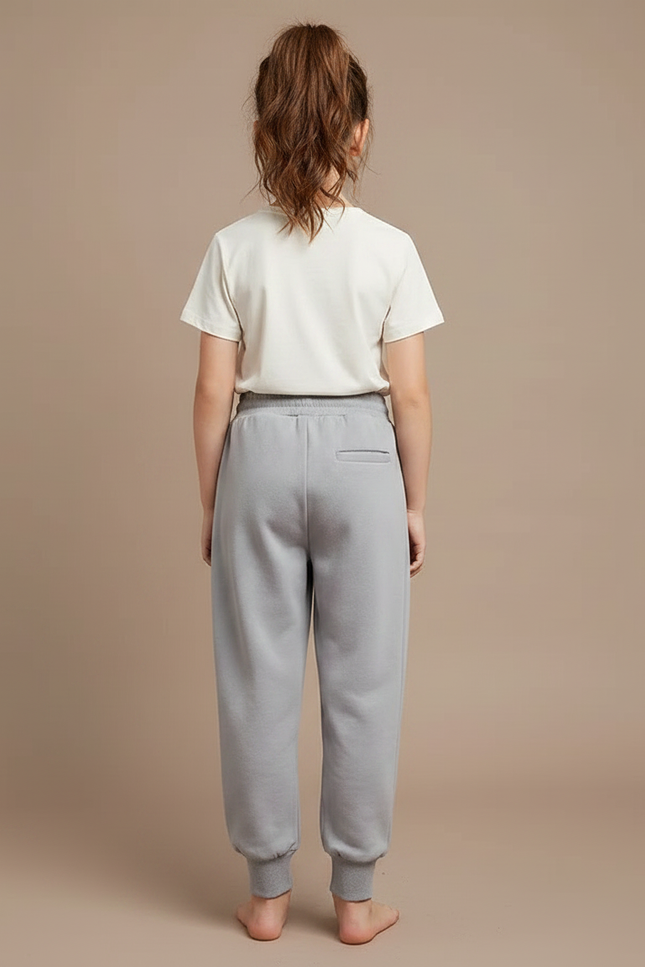 Pantalon Parachute Fille Gris Resserré Aux Chevilles Streetwear - Molleton - vue 2