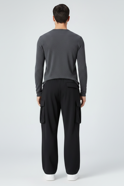 Pantalon Parachute Noir Ample Décontracté Urbain - Polyester - vue 2