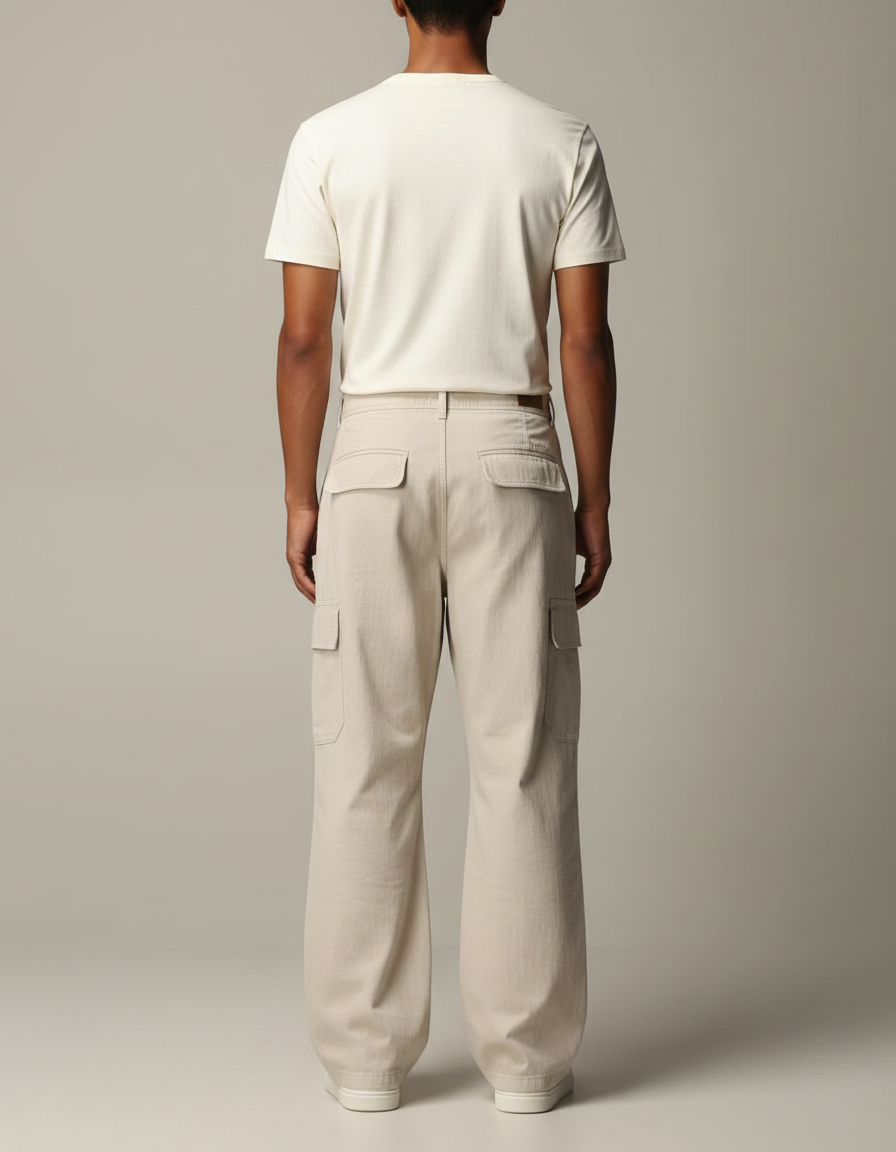 Pantalon Toile Parachute Homme - Beige - vue 2