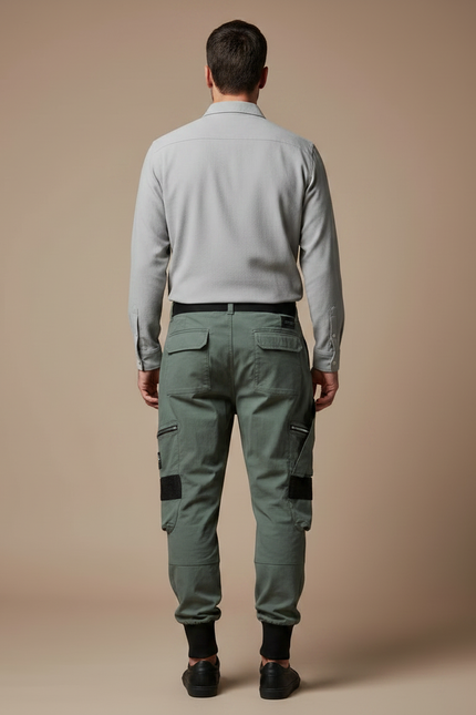 Pantalon Parachute Kaki Cargo Multipoches Décontracté Homme - Toile - vue 2