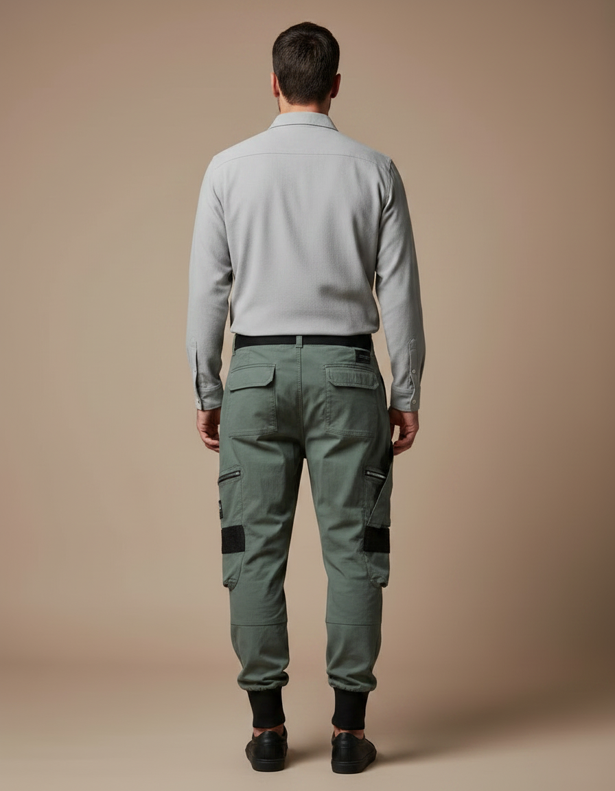 Pantalon Parachute Kaki Cargo Multipoches Décontracté Homme - Toile - vue 2