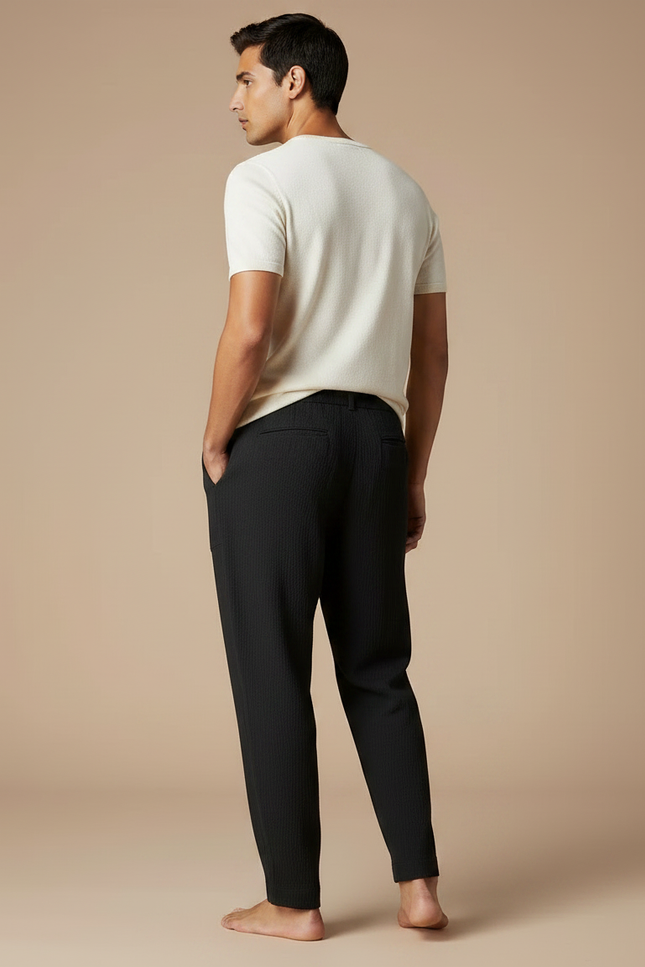 Pantalon Parachute Noir Fluide Décontracté Homme Coton - vue 2