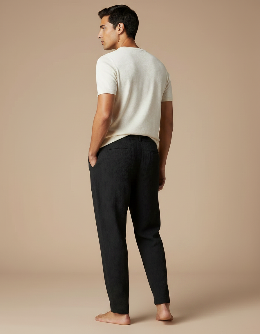 Pantalon Parachute Noir Fluide Décontracté Homme Coton - vue 2