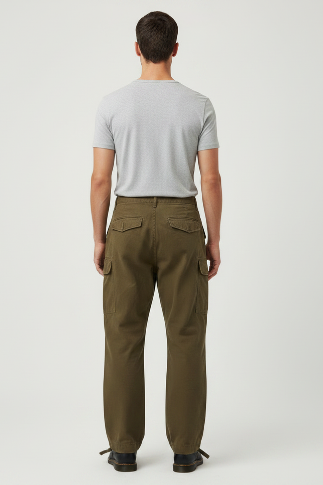 Pantalon Parachute Kaki Cargo Ample Coton Homme - vue 2