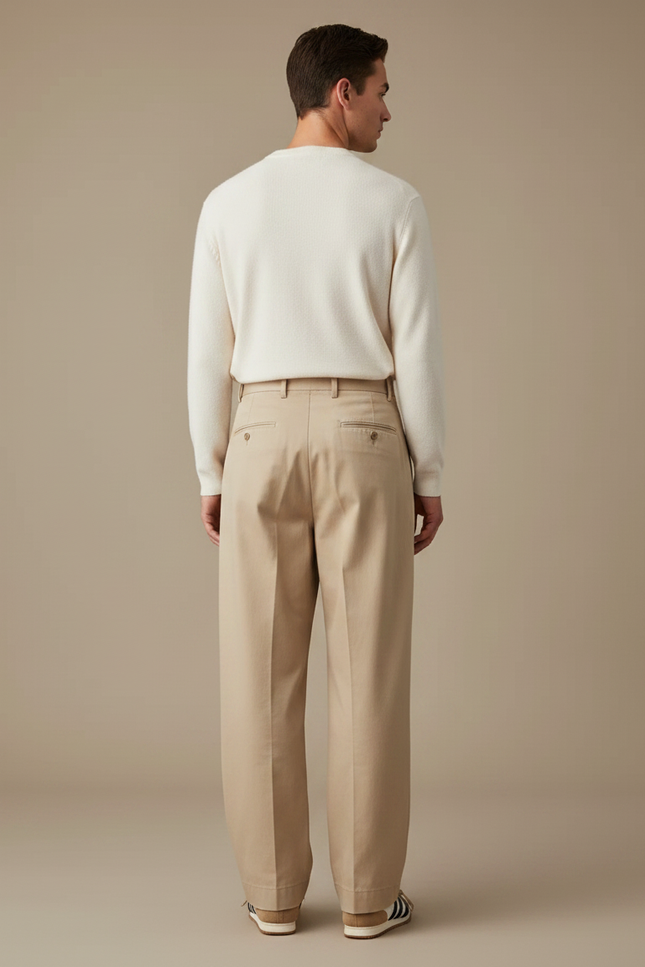 Pantalon Parachute Beige Ample Plissé Homme Décontracté - Gabardine - vue 2
