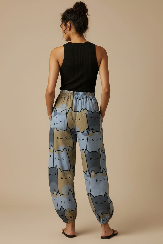 Pantalon Parachute Femme Resserré Aux Chevilles Nylon Streetwear - Imprimé Viscose - vue 2