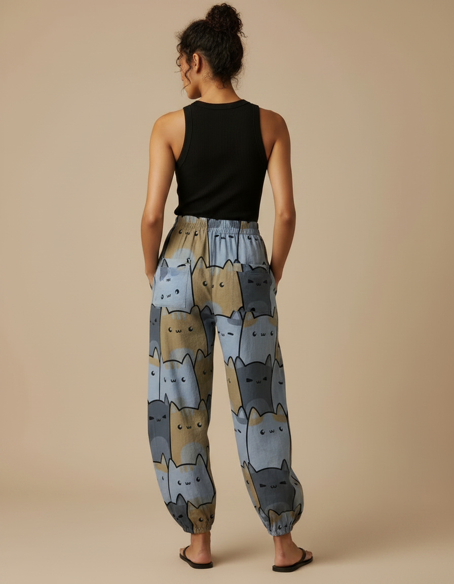 Pantalon Parachute Femme Resserré Aux Chevilles Nylon Streetwear - Imprimé Viscose - vue 2