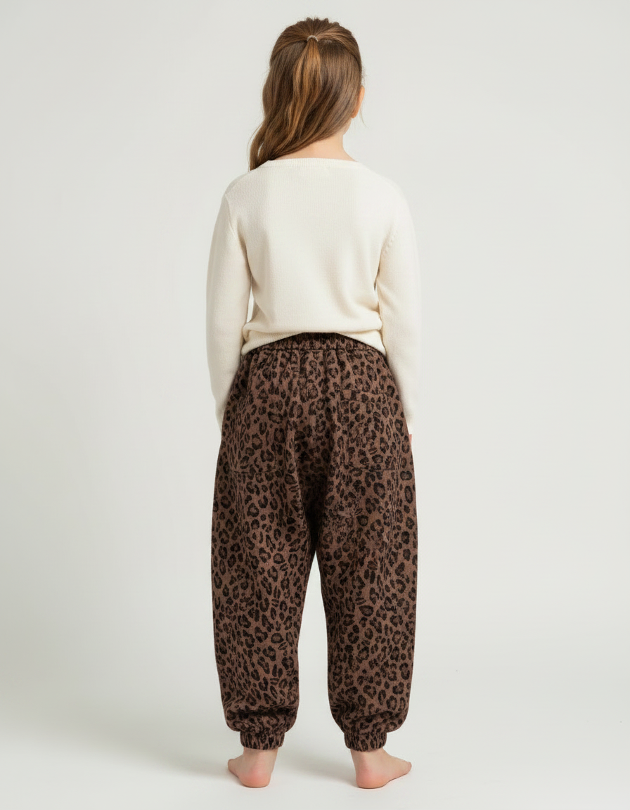 Pantalon Parachute Léopard Marron Ample Chaud Enfant - Molleton - vue 2