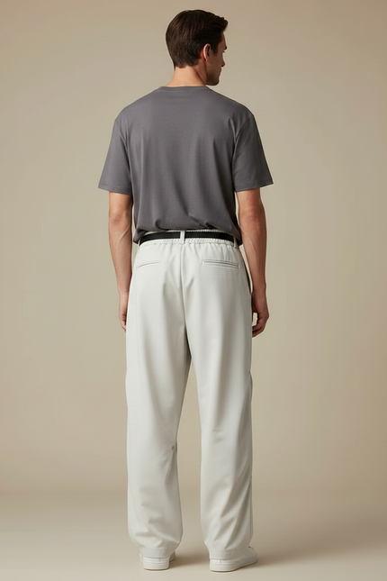 Pantalon Parachute Beige Ample Ceinture Décontracté Homme - Polyester - vue 2