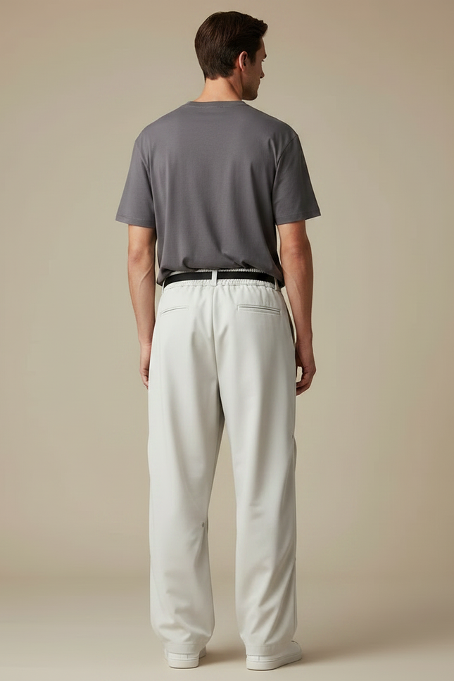 Pantalon Parachute Beige Ample Ceinture Décontracté Homme - Polyester - vue 2