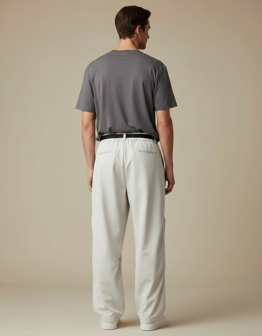 Pantalon Parachute Beige Ample Ceinture Décontracté Homme - Polyester - vue 2