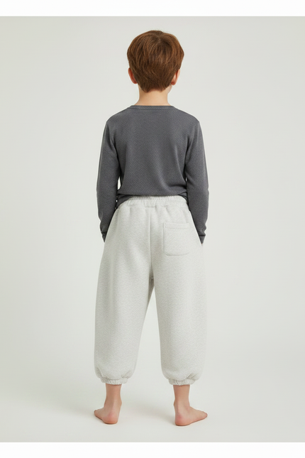 Pantalon Parachute Gris Clair Ample Molletonné Enfant - vue 2