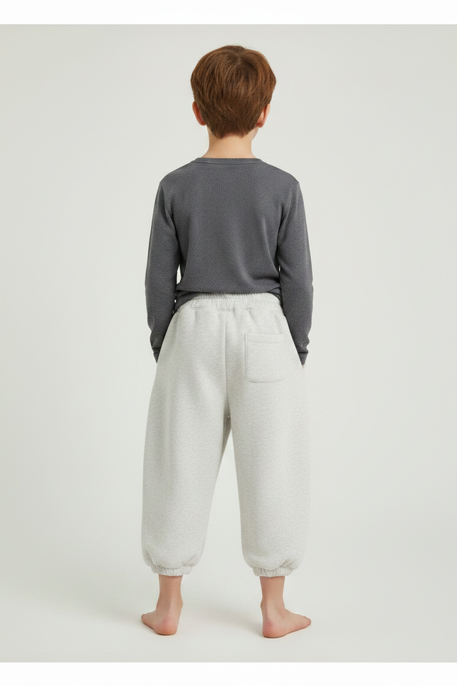 Pantalon Parachute Gris Clair Ample Molletonné Enfant - vue 2