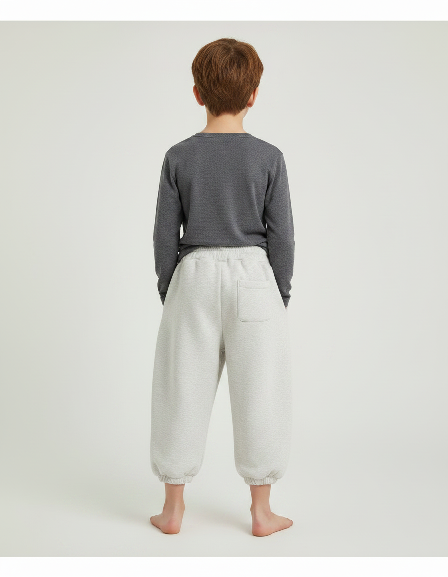 Pantalon Parachute Gris Clair Ample Molletonné Enfant - vue 2