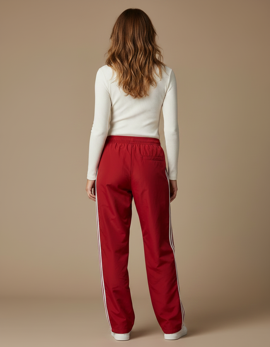 Pantalon Parachute Rouge Ample Rayures Sport - Polyester - vue 2