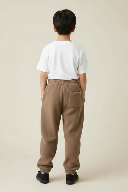 Pantalon Parachute Marron Molleton Ample Enfant Décontracté - vue 2