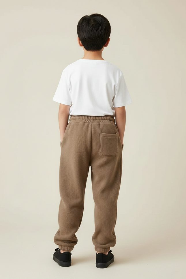 Pantalon Parachute Marron Molleton Ample Enfant Décontracté - vue 2
