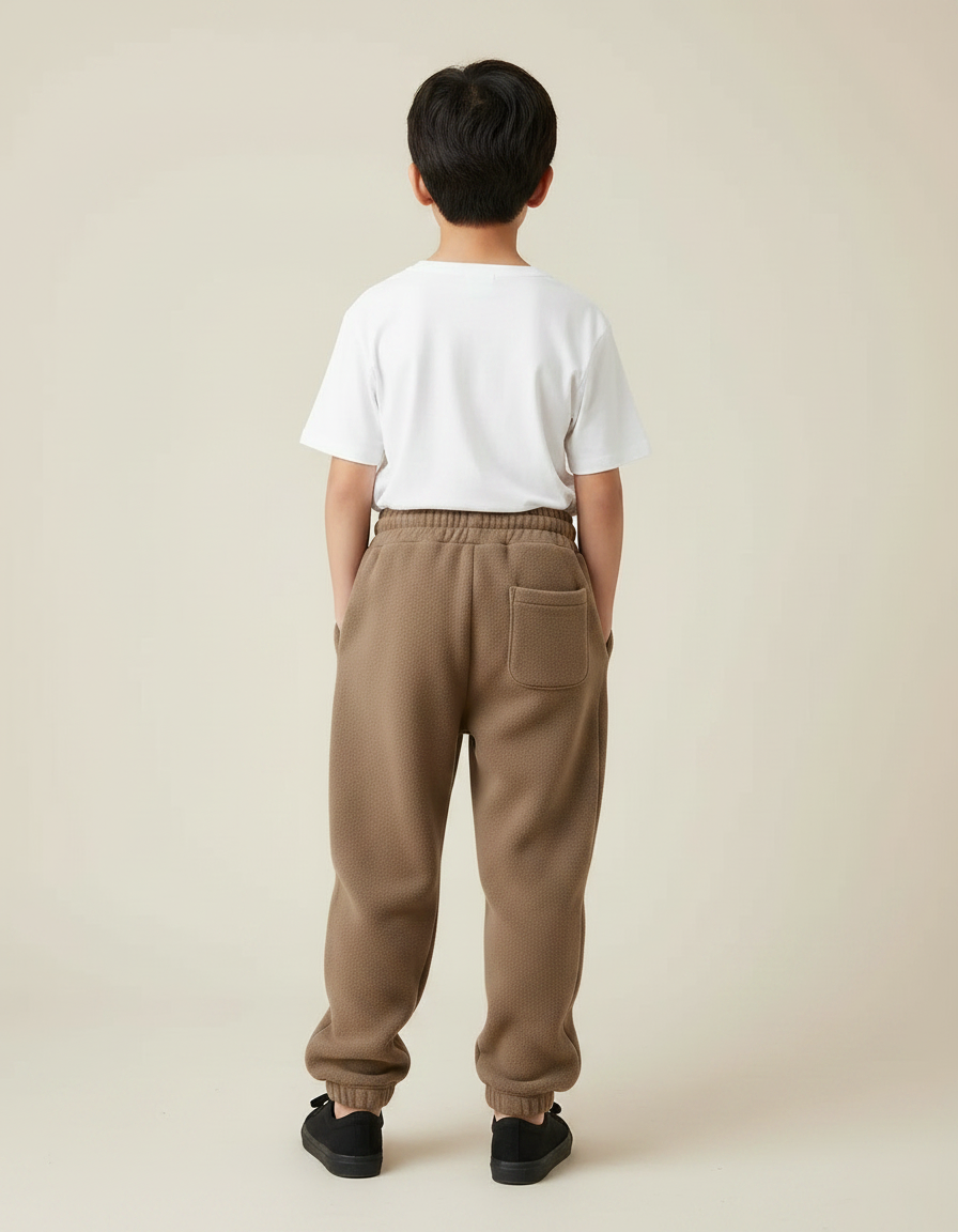 Pantalon Parachute Marron Molleton Ample Enfant Décontracté - vue 2