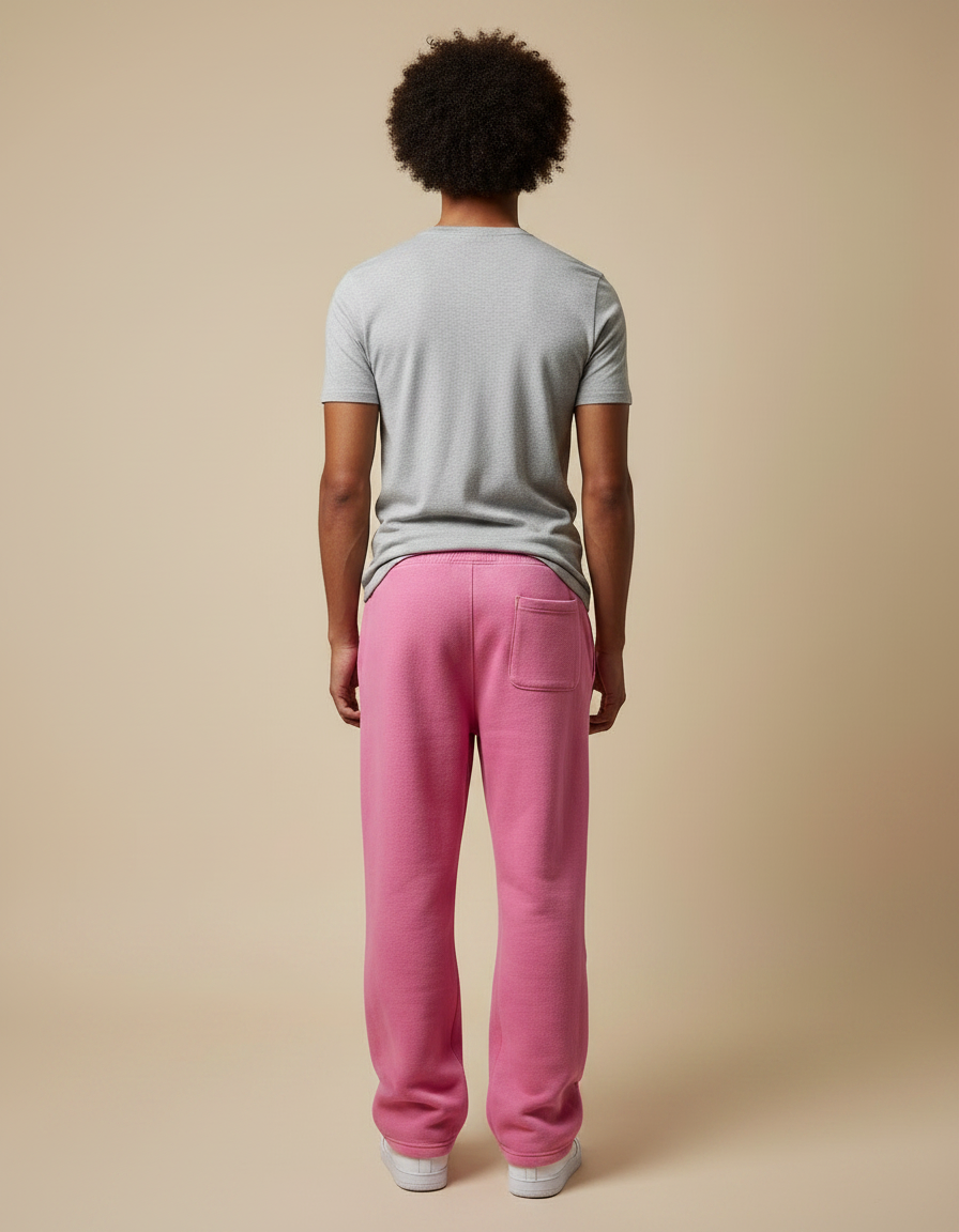 Pantalon Parachute Rose Ample Molleton Imprimé Décontracté - vue 2