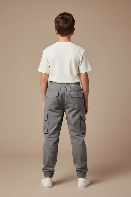 Pantalon Parachute Gris Coton Cargo Enfant - vue 2
