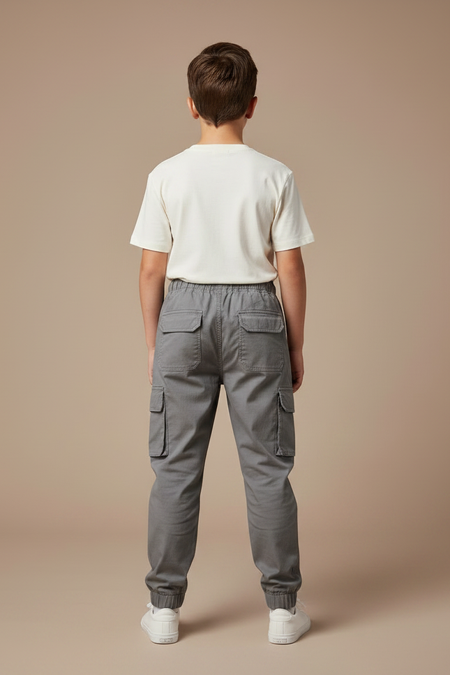 Pantalon Parachute Gris Coton Cargo Enfant - vue 2