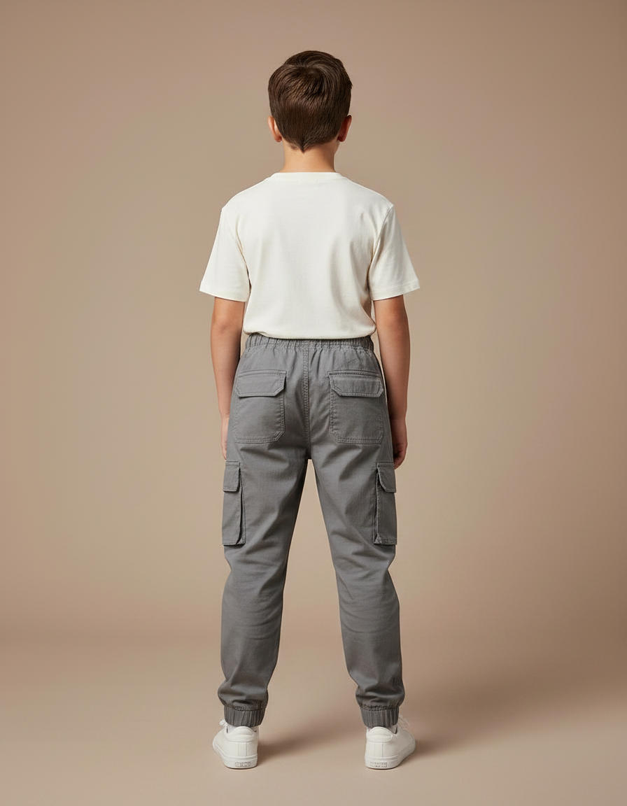 Pantalon Parachute Gris Coton Cargo Enfant - vue 2