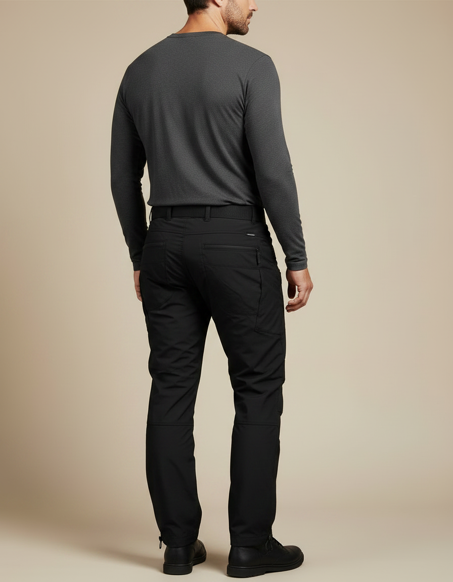 Pantalon Parachute Homme Noir Coupe Droite Cargo - Polyester - vue 2