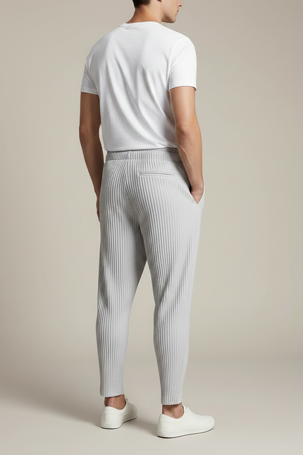 Pantalon Parachute Plissé Gris Ample Casual Homme - Polyester - vue 2