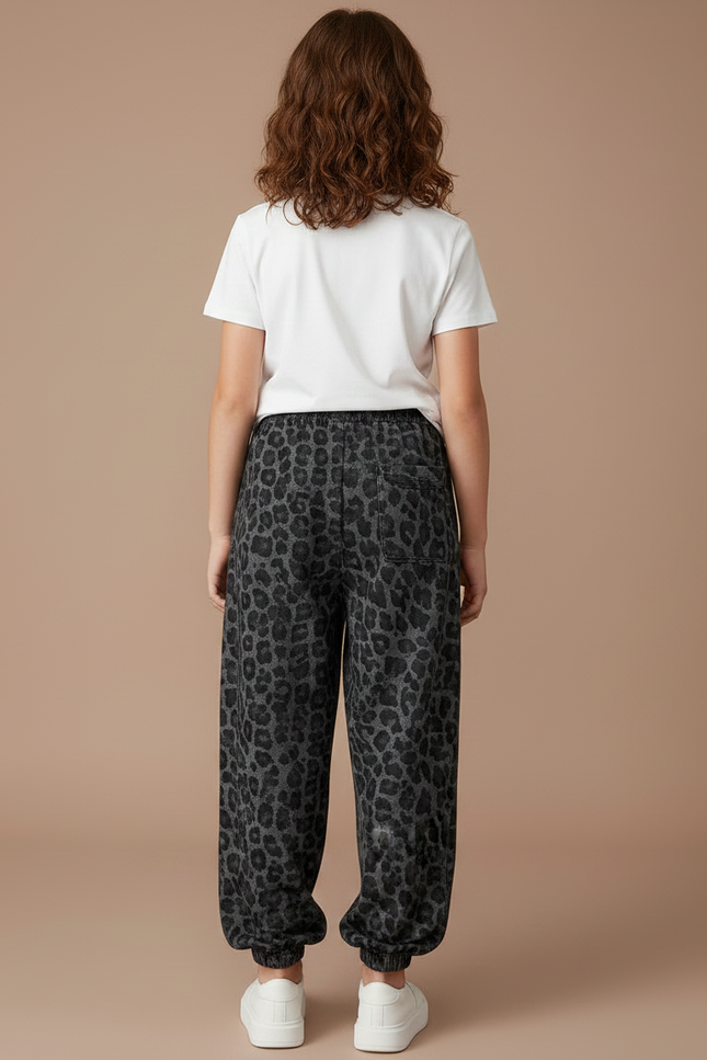 Pantalon Parachute Léopard Gris Ample Coton Enfant - Molleton - vue 2
