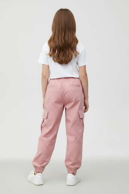 Pantalon Parachute Rose Cargo Ample Coton Enfant - vue 2