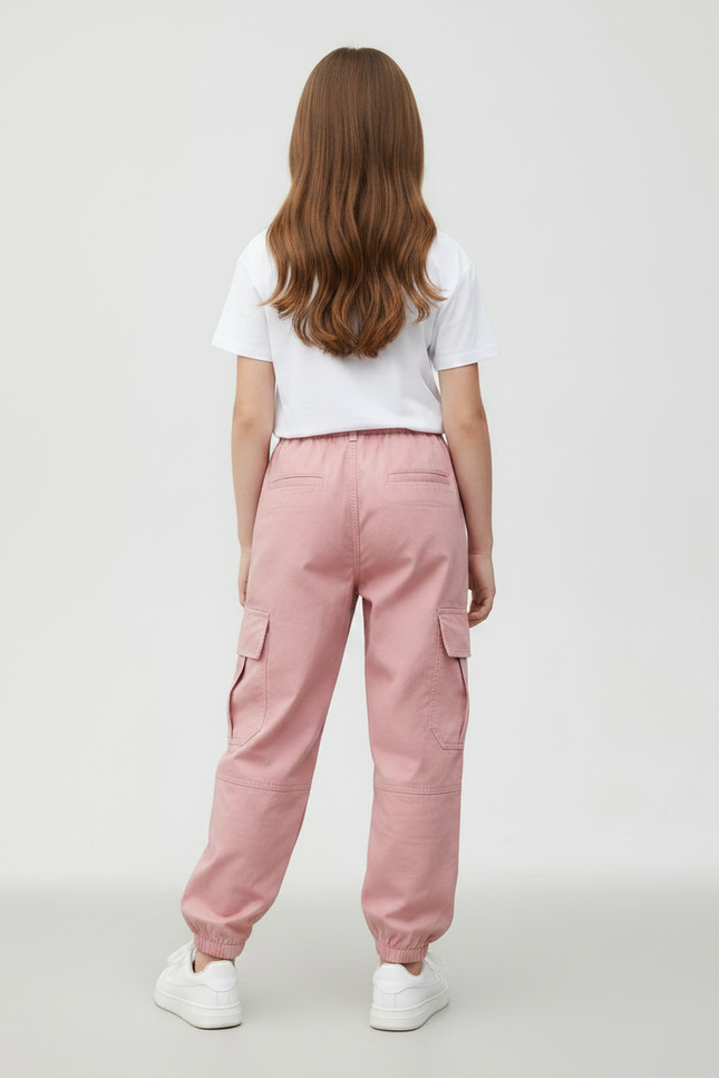 Pantalon Parachute Rose Cargo Ample Coton Enfant - vue 2