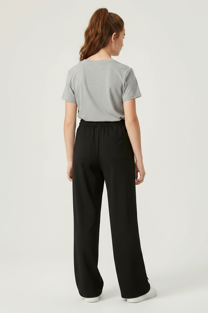 Pantalon Parachute Noir Ample Rayures Blanches Fille - Polyester - vue 2