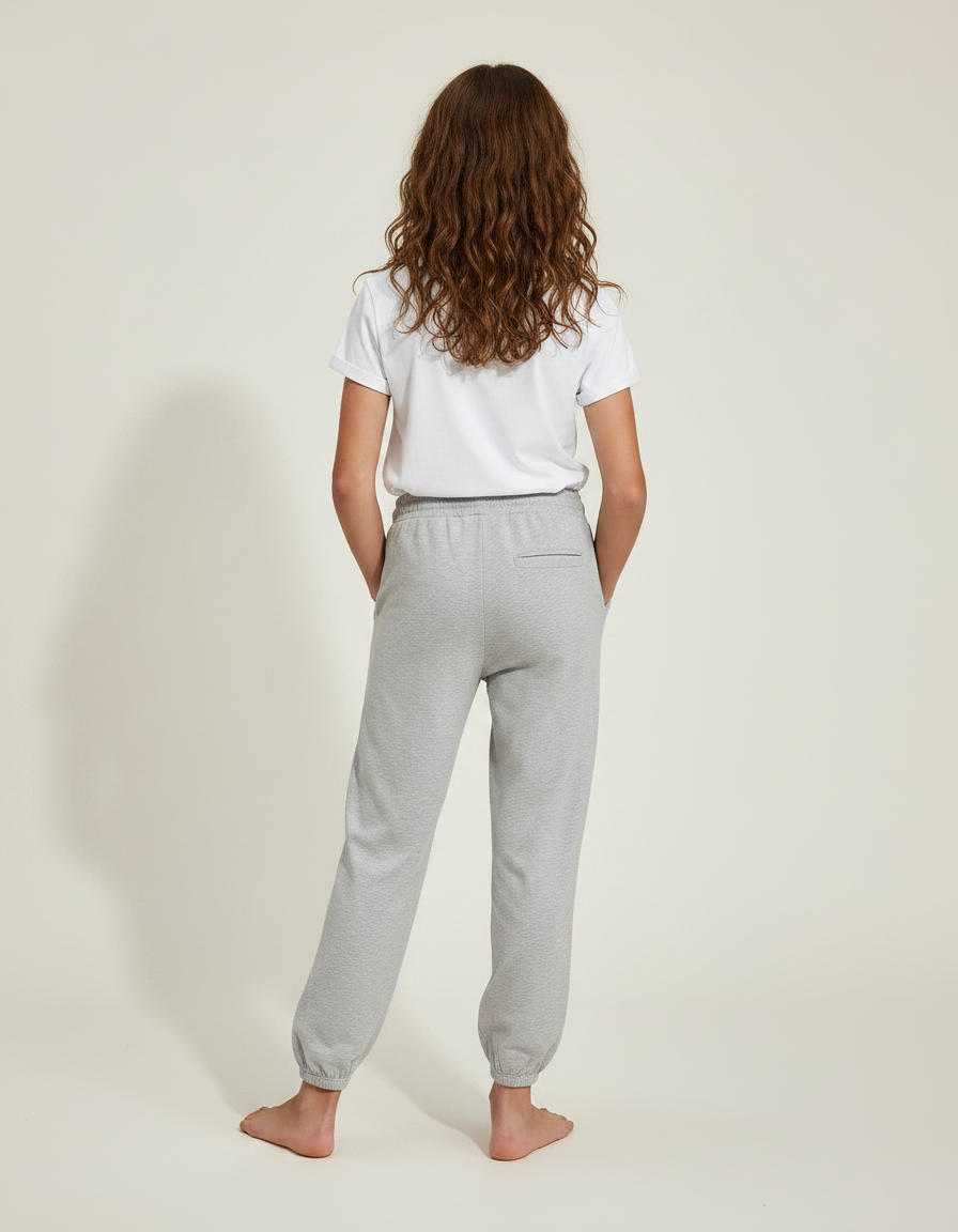 Pantalon Parachute Gris Ample Confortable Enfant Coton - Molleton - vue 2