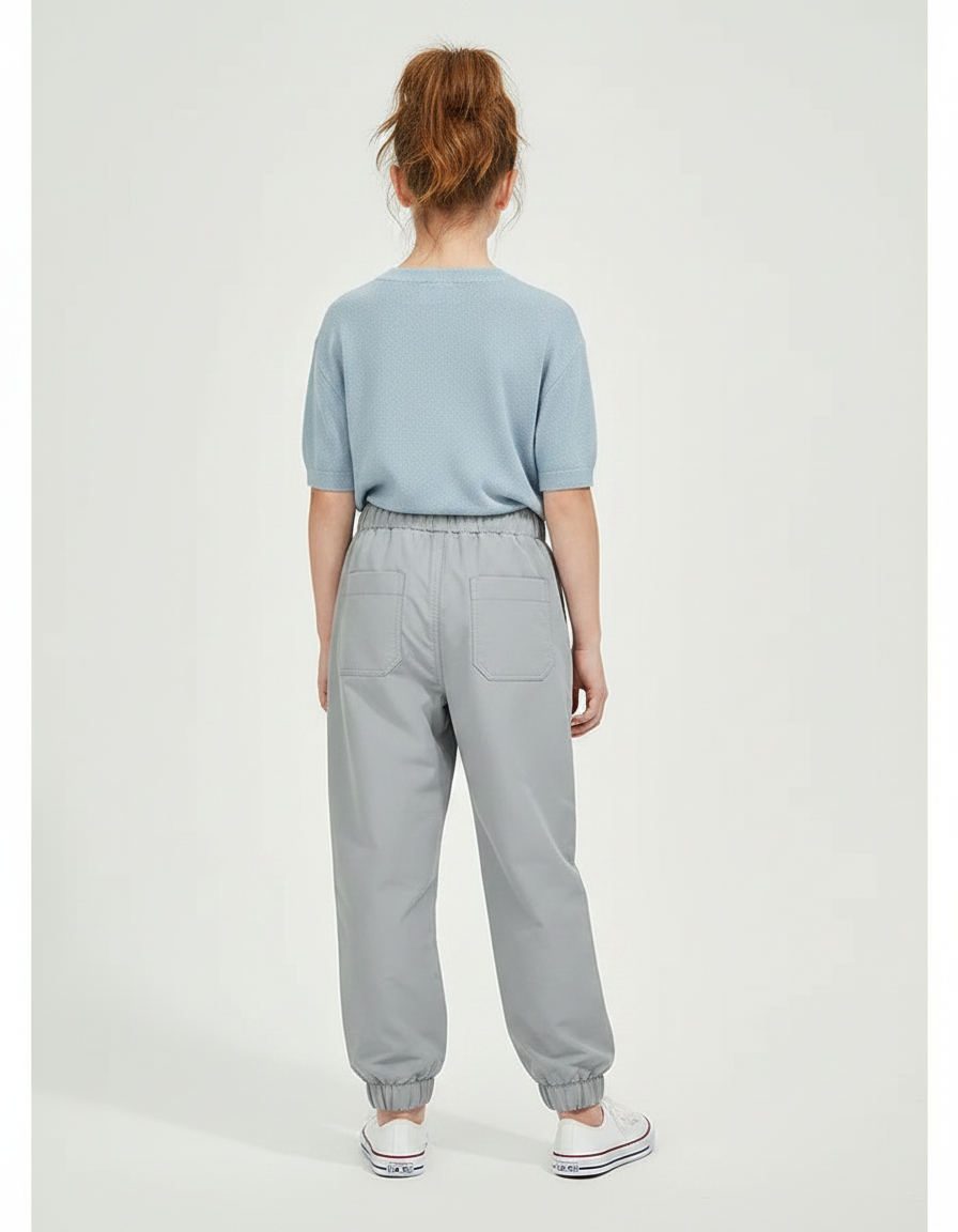 Pantalon Parachute Gris Ample Décontracté Enfant - Polyester - vue 2